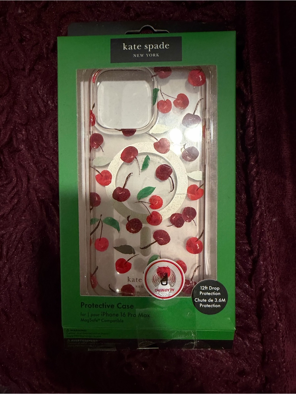 kate spade Clear Cherry Print iPhone 16 pro max Case